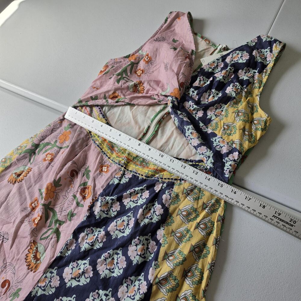 Floral Patchwork Wide-Leg Jumpsuit in Pink, Navy & Yellow - Picture 11 of 14
